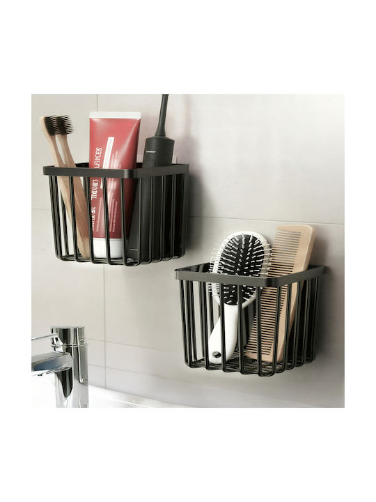 Femmit Adhesive Toothbrush Holder & Bathroom Organizer 2 Pieces – No Drilling Multifunctional Wall Organizer Oral-b Combs Razors & Kitchen – Black Abs Plastic