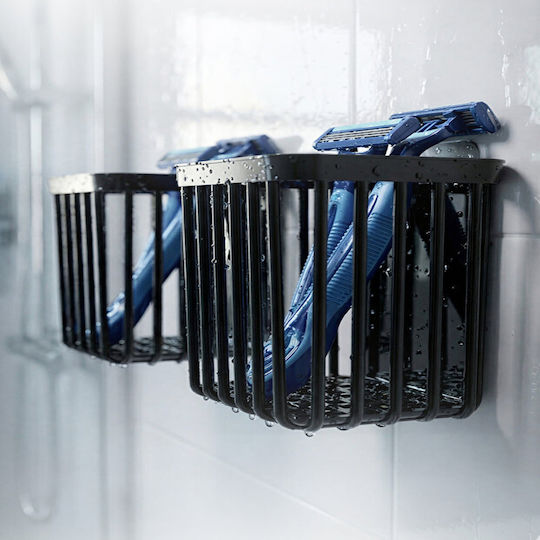Femmit Adhesive Toothbrush Holder & Bathroom Organizer 2 Pieces – No Drilling Multifunctional Wall Organizer Oral-b Combs Razors & Kitchen – Black Abs Plastic