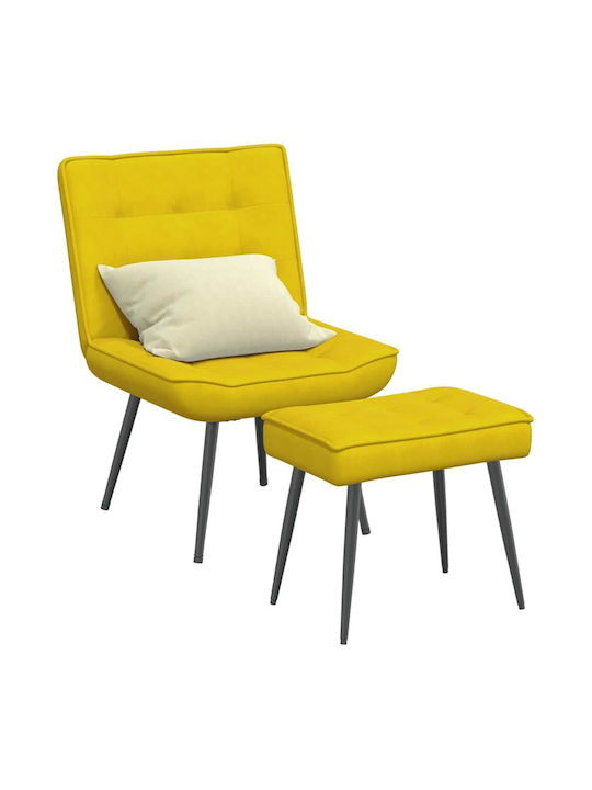 Sessel mit Fußhocker Samt Yellow 64x74x84cm