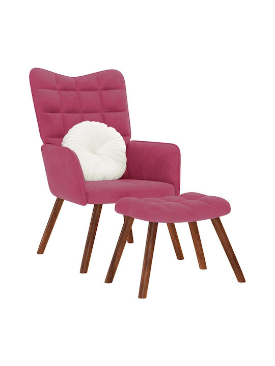 Ohrensessel mit Fußhocker Samt Bordeaux, Red 61.5x69x95.5cm