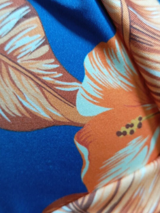 Bikinioberteile E-Cup Mit Polsterung Blumen Blau Farbe