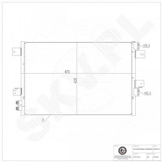 Кондензатор Климатик Chrysler Sebring Dodge Avenger Jeep Compass Patriot 5191277aa
