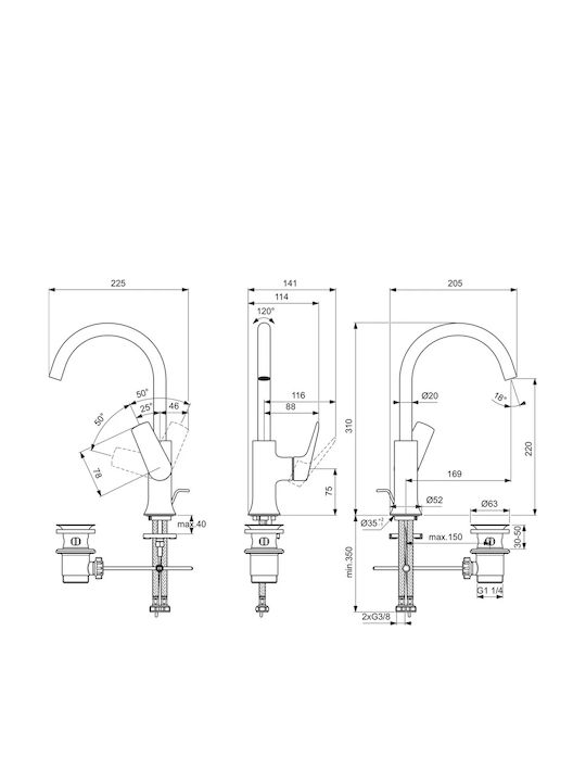 Ideal Standard La Dolce Vita Gold Mixing Sink Faucet