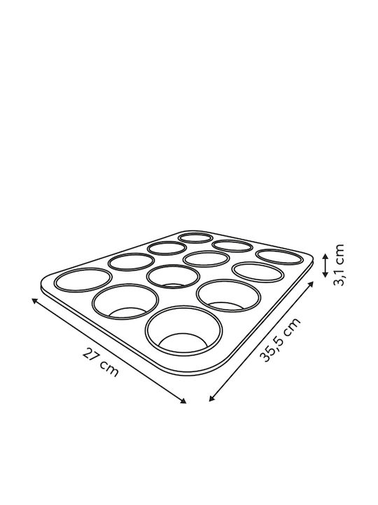 Φόρμα 12 Cupcake Muffin 35.5x27x3 F-v Harmony 209668 35.5x27x3