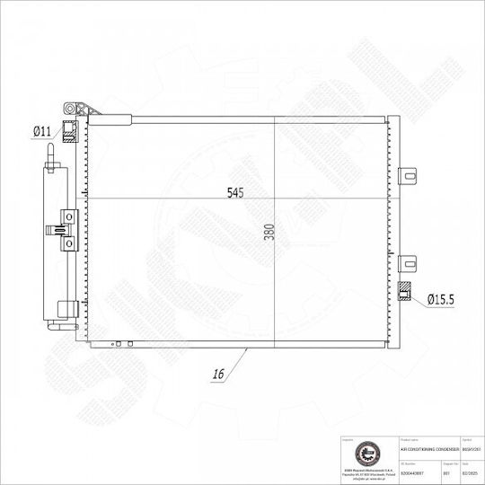 Air Conditioning Condenser Renault Clio III Modus A/C Dryer 8200443897