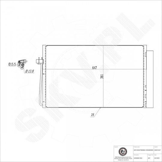 Condensator Climatizare BMW Seria 5 E60 E61 Seria 6 E63 E64 Seria 7 E65 E66 E67 Dezumidificator 64508361362
