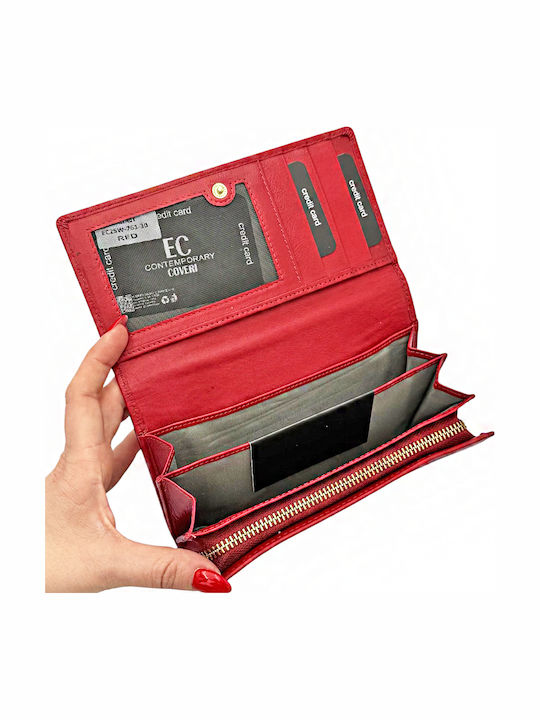 Small Leather Women's Travel Wallet with RFID Red