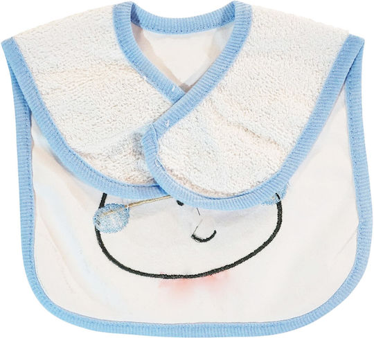 Baby Tone Striped Safari Blue Bites Σαλιάρα Υφασμάτινη με Αυτοκόλλητο Striped Safari Blue Bites