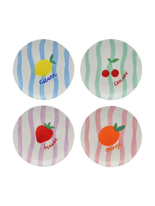 Que Rico Fraise White Ceramic Dessert Plate with Diameter 18cm