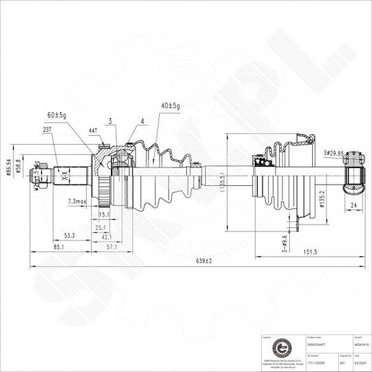 Arbore De Transmisie Renault Kangoo Față Stânga 7711135295