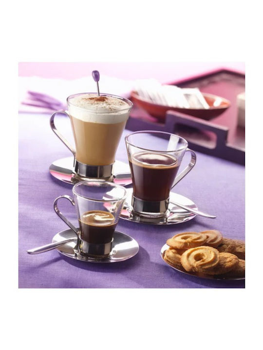 Bormioli Rocco Cappuccino Ypsilon Set Tassen Cappuccino Inox Silber 2Stücke