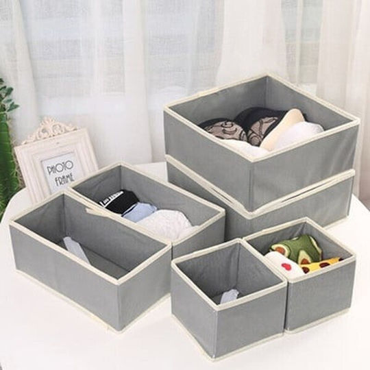 Alista Home Υφασμάτινο Organizer Συρταριών για Εσώρουχα / Κάλτσες / Γραβάτες σε Γκρι Χρώμα 6τμχ