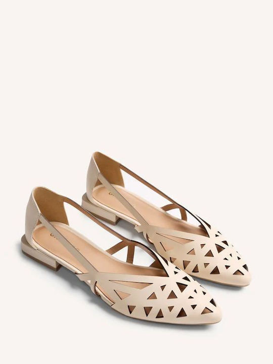 Damen Ballerinas Mit Spitz zulaufend in Beige Farbe