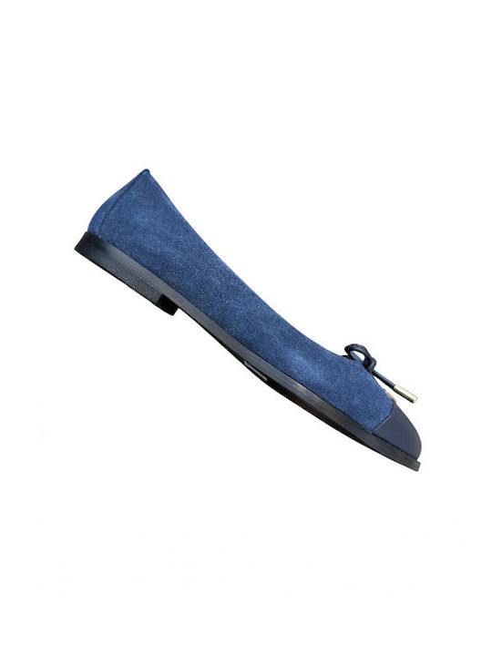 Leder Damen Ballerinas in Blauen Farbe