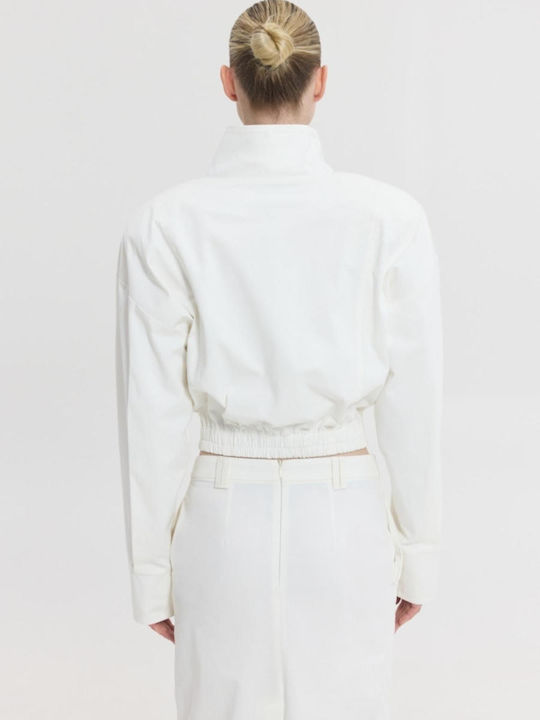 Crop Women's Jacket for Spring/Autumn White