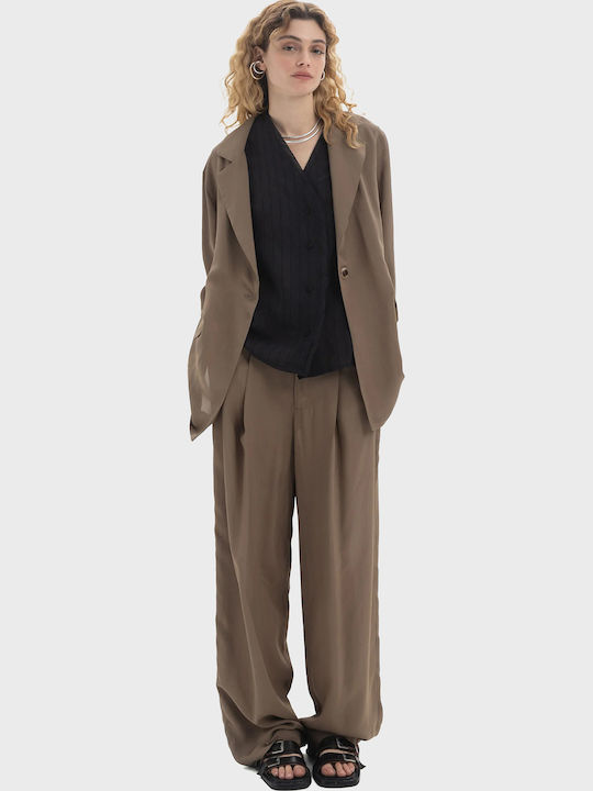 Black & Black Women's Jacket for Winter Khaki