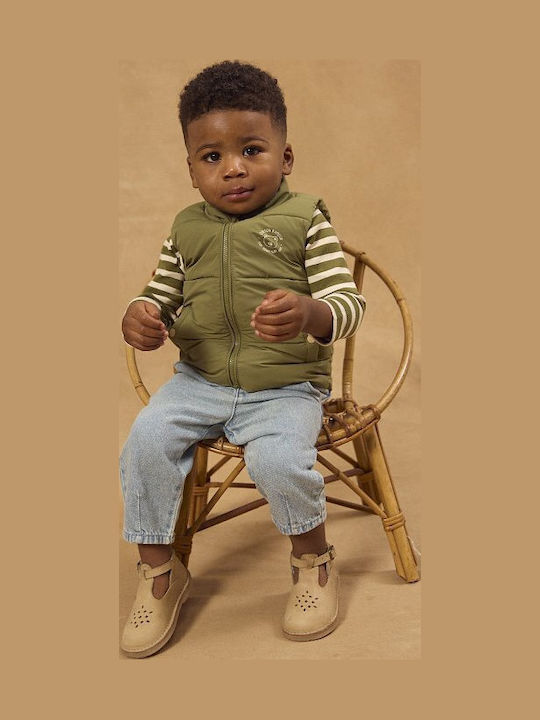 Kids Quilted Sleeveless Jacket with Lining Green