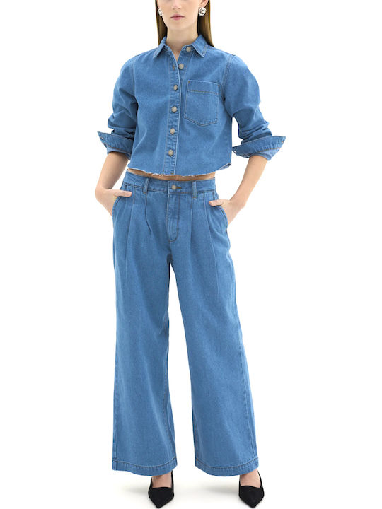 High Rise Women's Jean Pants in Wide Leg Style
