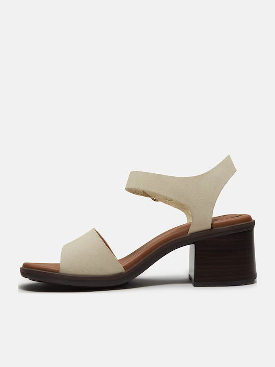 Damen Sandalen Aus Leder Beige