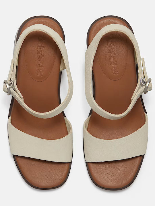 Damen Sandalen Aus Leder Beige