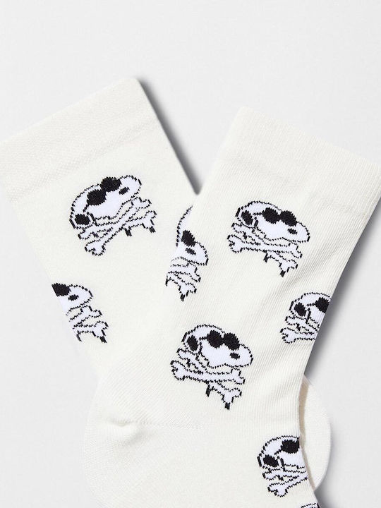 Besocks Organic Cotton Γυναικείες Κάλτσες Snoopy Skull Off White 8436564848109-owh
