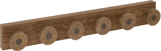 5Five Hölzernes Wandhalterung 6 Haken 58x8x7.5cm