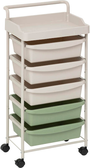 5Five Metallic Kitchen Trolley 6 Tiers Beige 40x34.5x82cm