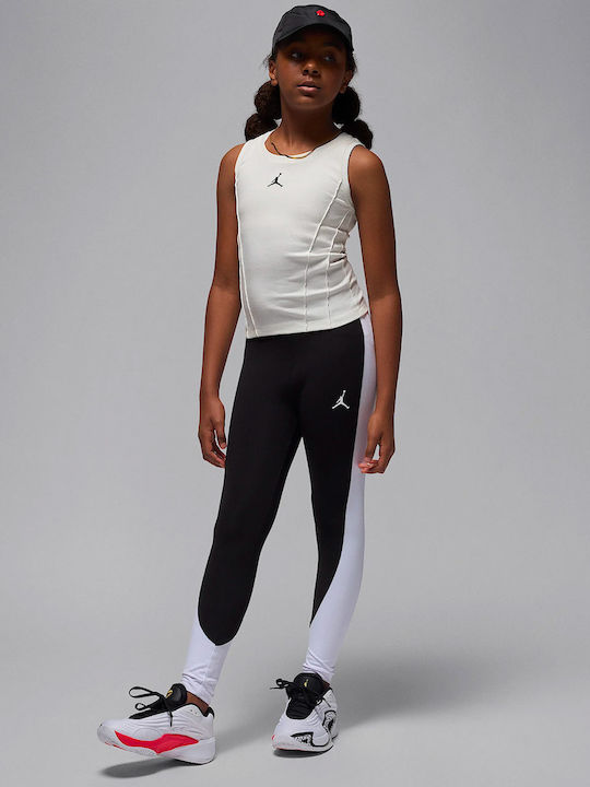 Kids Long Sports Leggings Dri-Fit White-Black