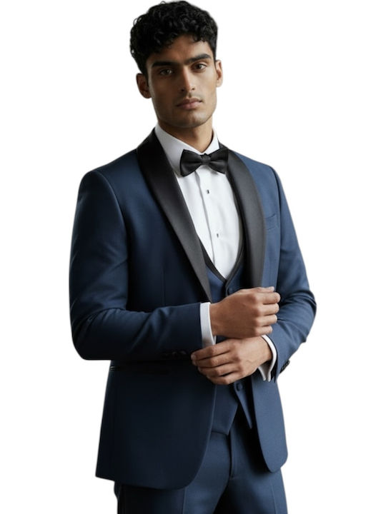 Men's Groom's Suit with Vest Blue