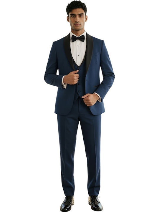 Men's Groom's Suit with Vest Blue