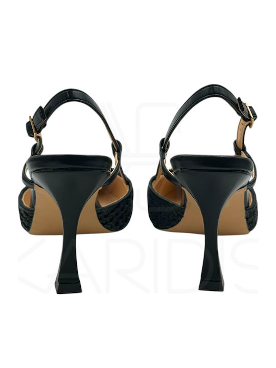 Pantofi Cu Toc Din Piele Negri 10633005 Negru