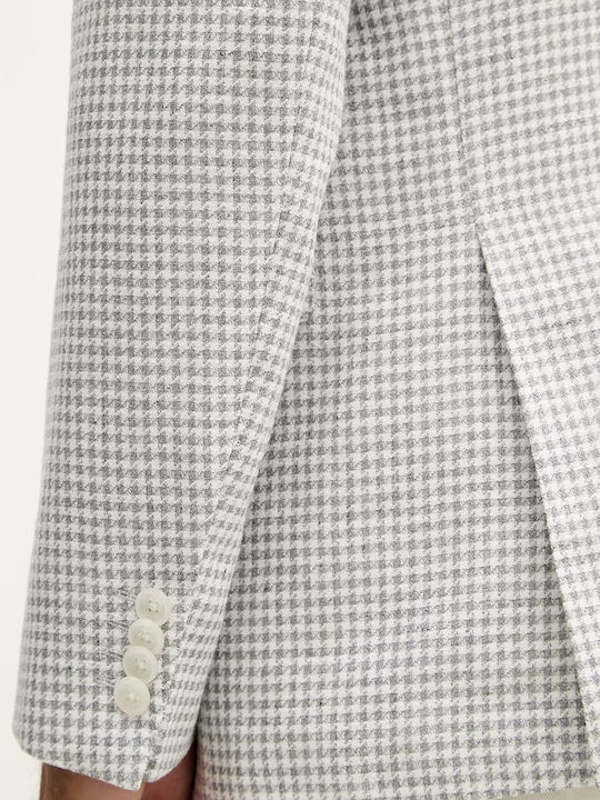 H-hutson Men’s Suit Jacket with Regular Fit White Grey