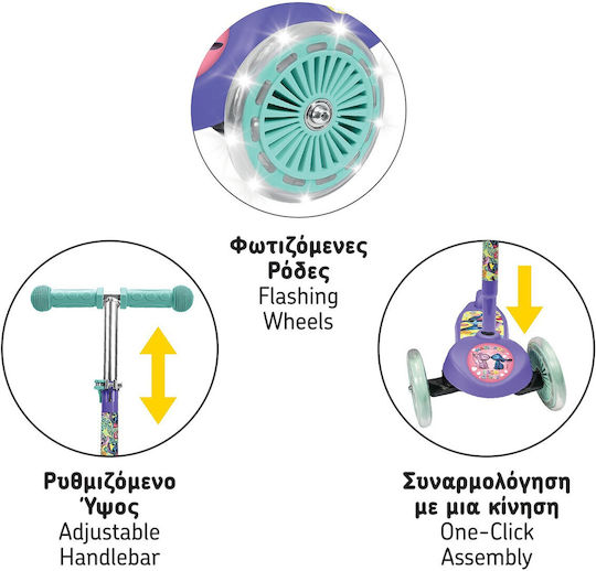 AS Scuter Copii Pliabil Plus 3 Roți Violet