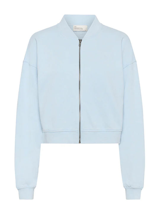 Long Women's Light Blue Sweatshirt Cardigan