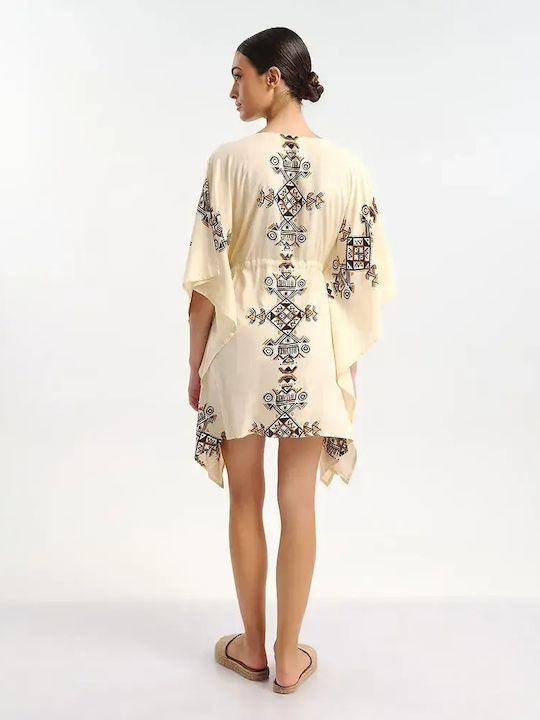 Ble Resort Collection Дамско Късо Кафтан Плажно Екрю