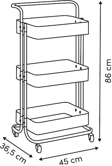 5Five Metallic Kitchen Trolley 3 Tiers Green 45x36.5x86cm