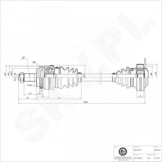 Rear Right Transmission Shaft for Bmw Series 1 3 33217533446