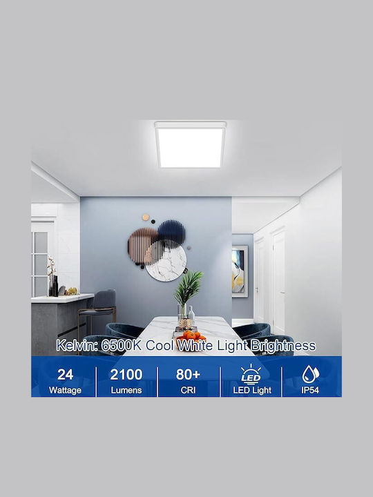 Lightplanet Panou LED Pătrat 24W Cu Lumină Albă Rece 6500K