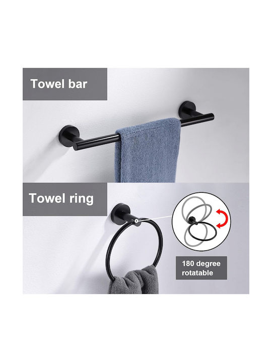 Set Accesorii Baie Montat pe Perete Inox Gri 5 Bucăți