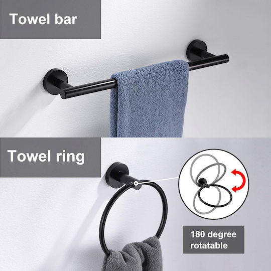 Wall Mounted Bathroom Accessory Set Inox Gray 5 Pieces