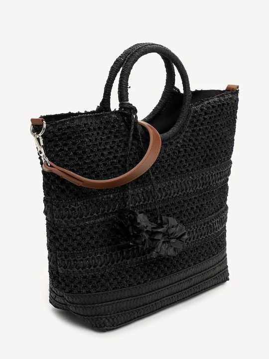 Fabric Women's Shoulder Bag Black