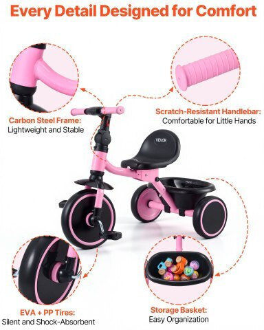Vevor Toddler Foldable for 2-5 Years Pink