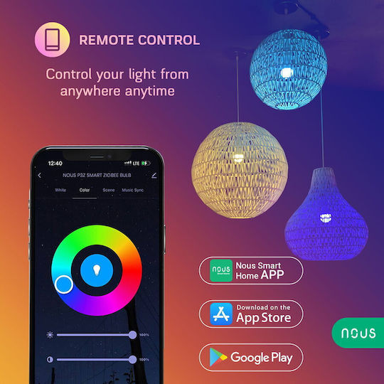 Nous Becuri Inteligente LED 9W pentru Dulie E27 RGB 810lm 4 Bucăți