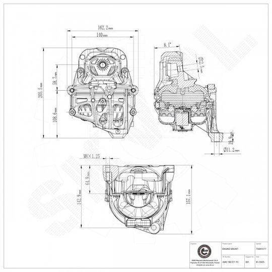 SKV Car Engine Mount Left for Audi A4 A5 A6 Q5 4m0199371fc