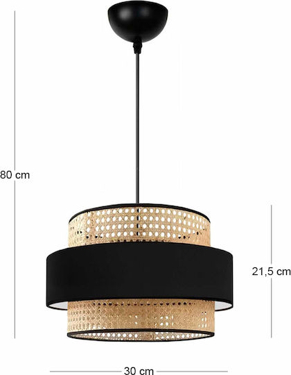Megapap Orvia Κρεμαστό Φωτιστικό Μαύρο με Ντουί E27 30x30x70εκ.