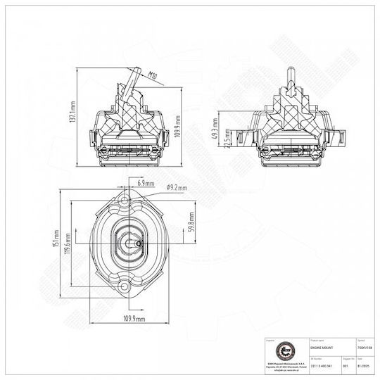 Μπροστινό Αριστερό Στήριγμα Κινητήρα Bmw X3 22113400341