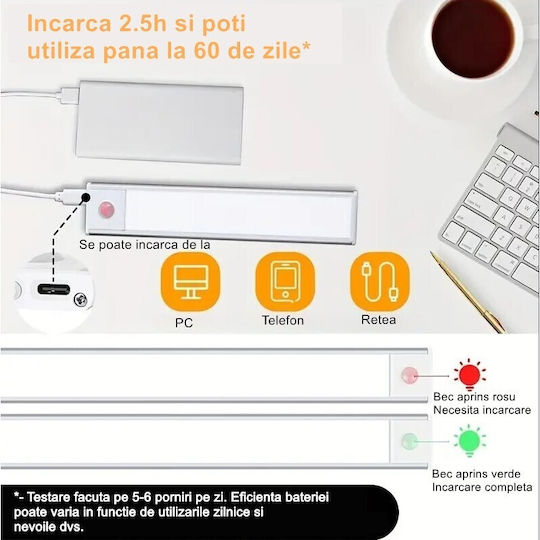 Alista Home LED Iluminare Liniară Plafon 1.33W Alb Cald IP20 20cm