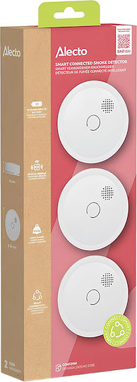 Alecto Set 3 Wireless 433 Mhz 85db Smoke Detectors 10-year Battery En14604 White