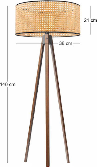 Megapap Rivo Floor Lamp H140xL38cm with Socket for E27 Bulb