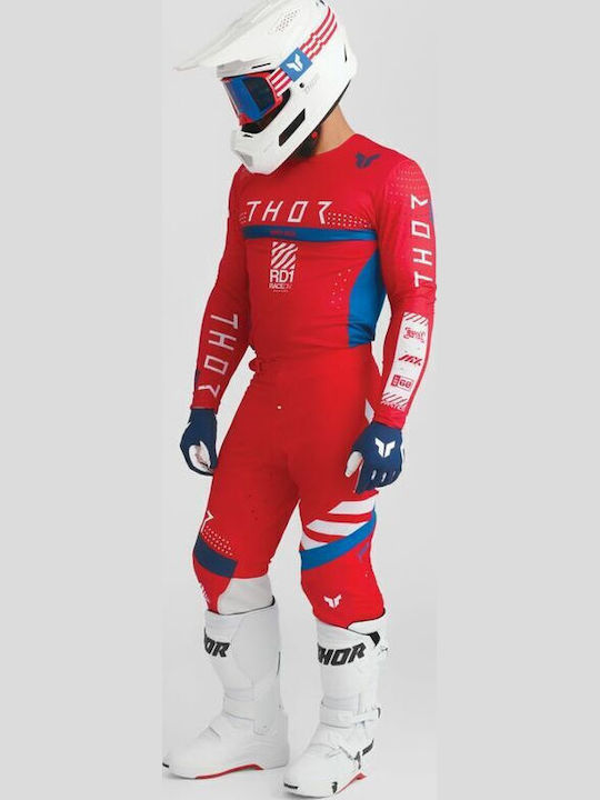 Thor Synth Racewear Sportmode Men's Motocross Long-Sleeved Jersey Red Color